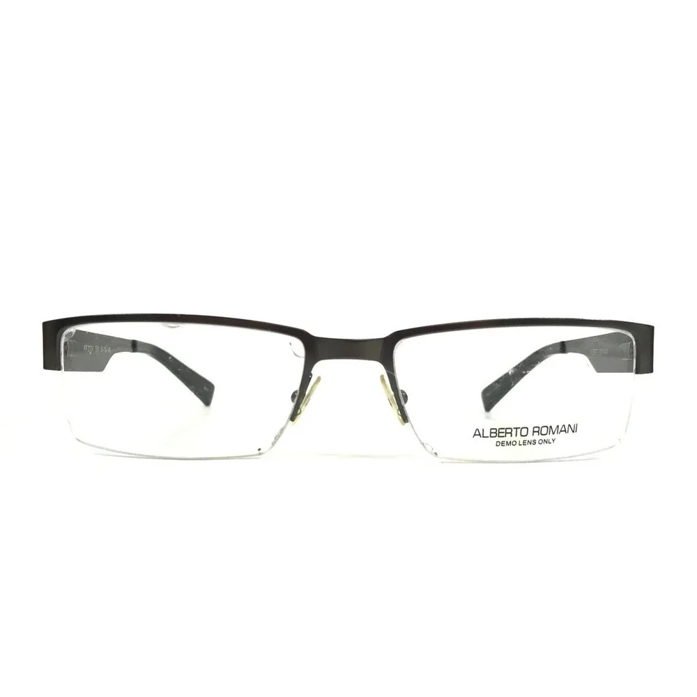 Alberto Romani Eyeglasses Frames AR2004 GM Gunmetal Rectangle Half Rim 54-18-140